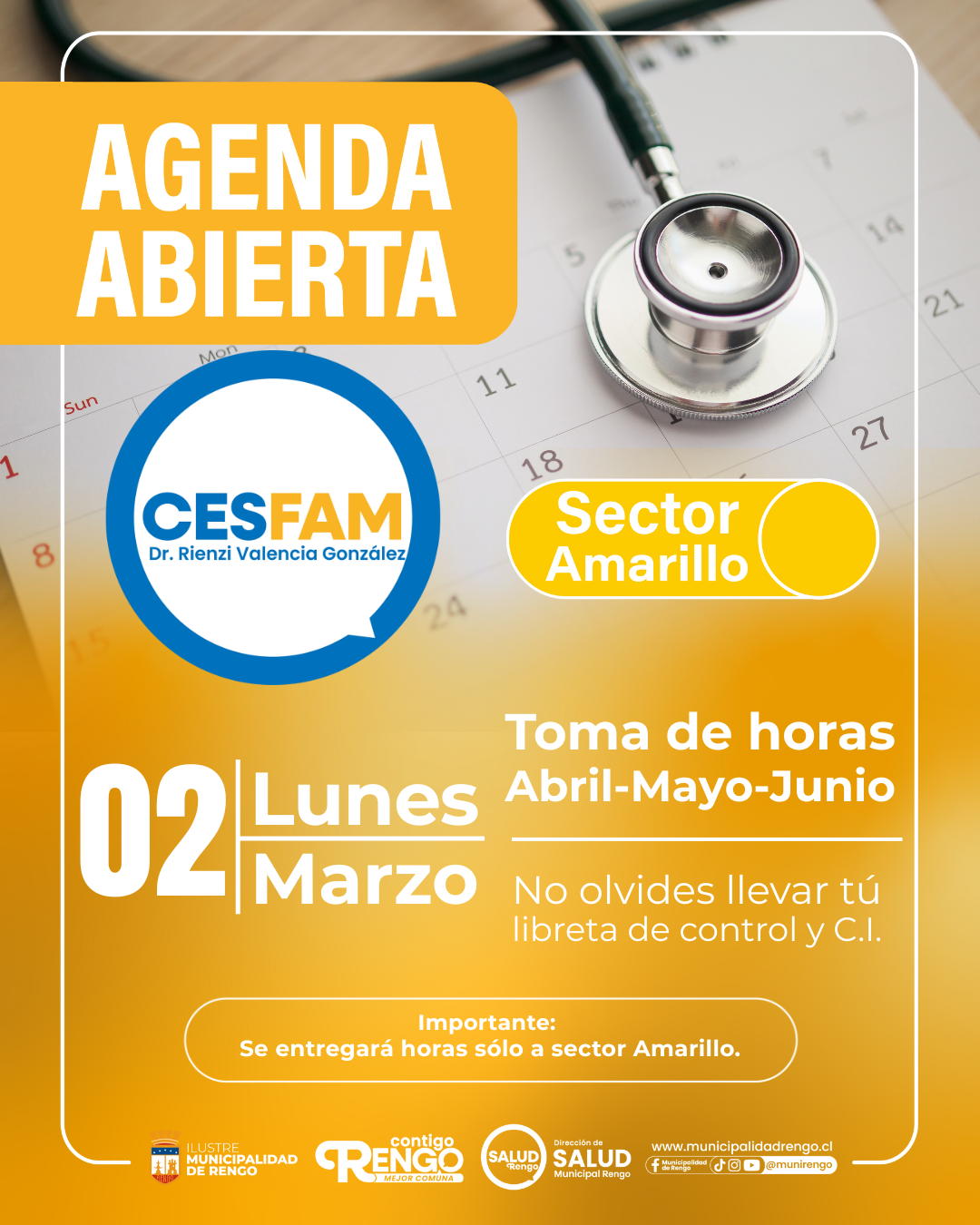 Apertura de Agenda Sector Amarillo, CESFAM Dr. Rienzi Valencia González.